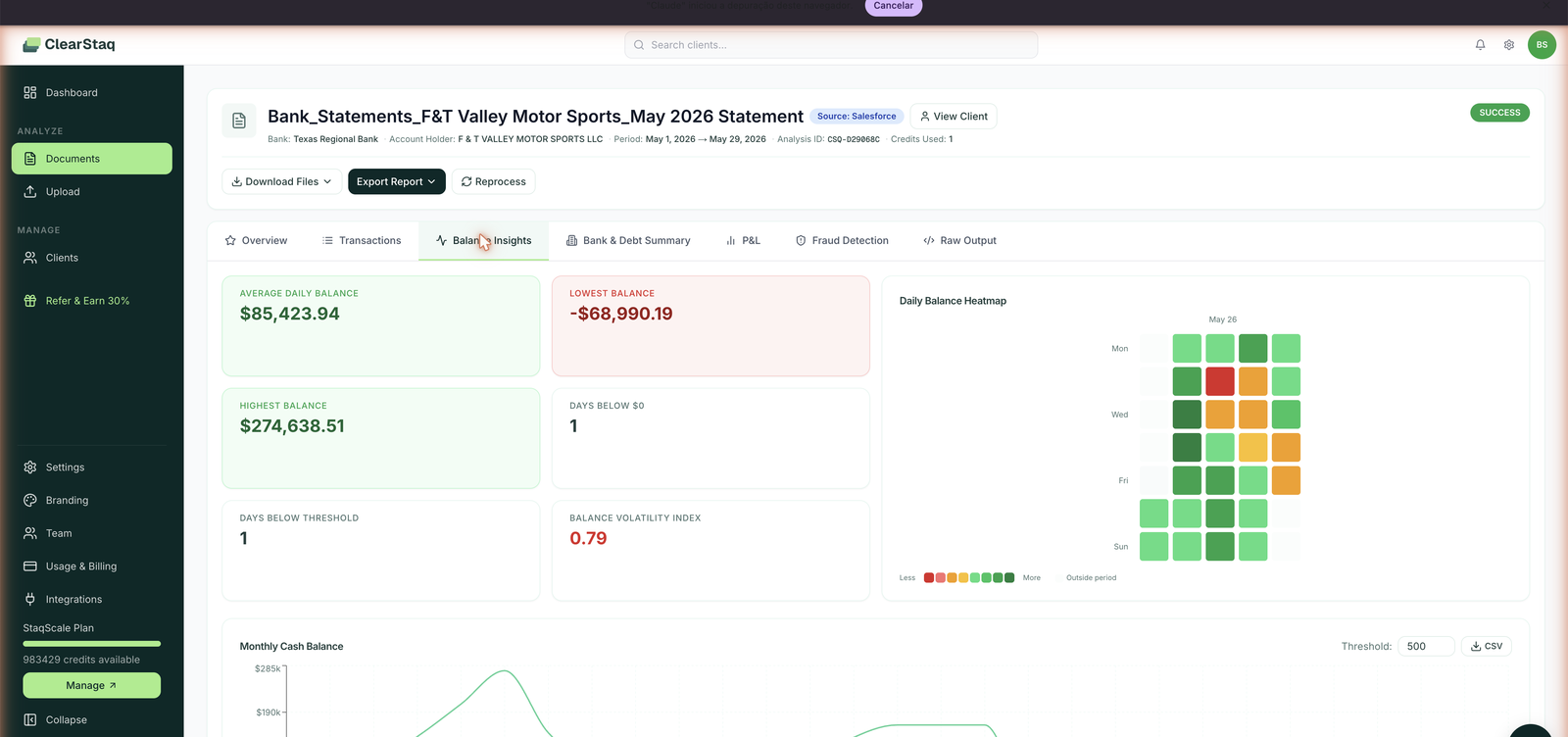 Balance insights