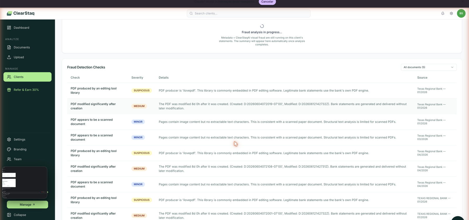 Fraud detection checks